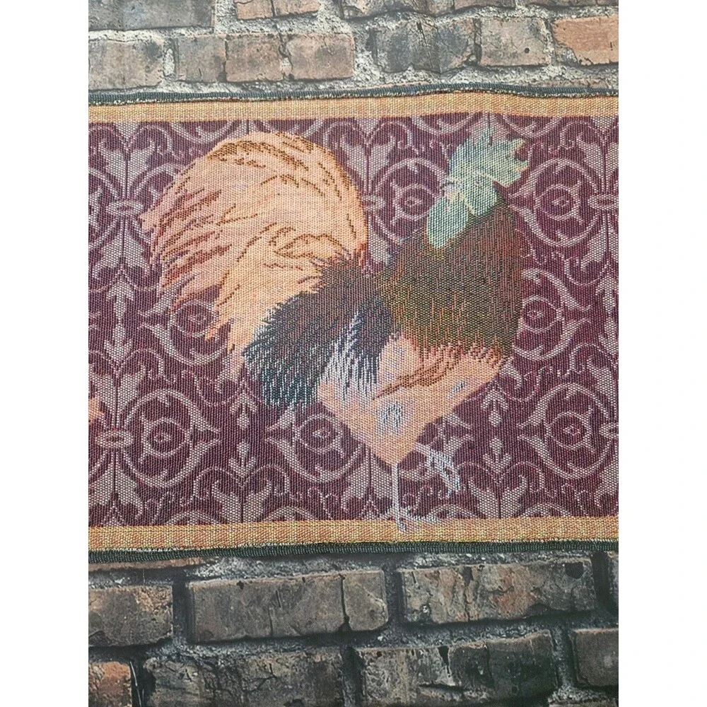 Vintage Rooster Woven Tapestry Table Runner 13”x70.5” Farmhouse Decor